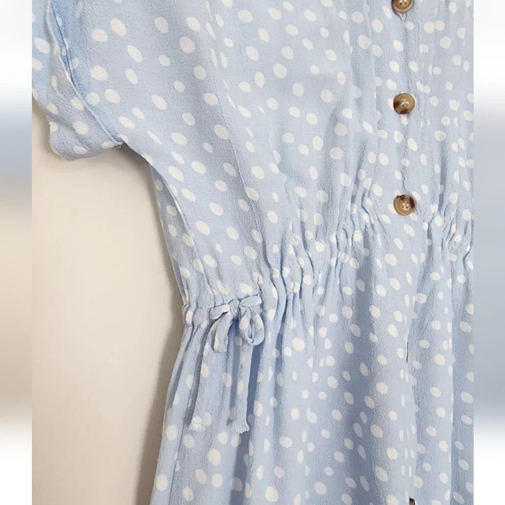 ZARA GIRLS BLUE WHITE  POLKA DOT  ELASTIC WAIST LIGHT DRESS SZ.8 - Picture 10 of 10